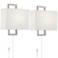 Possini Euro Aundria Brushed Nickel Modern Plug-In Wall Lamps Set of 2