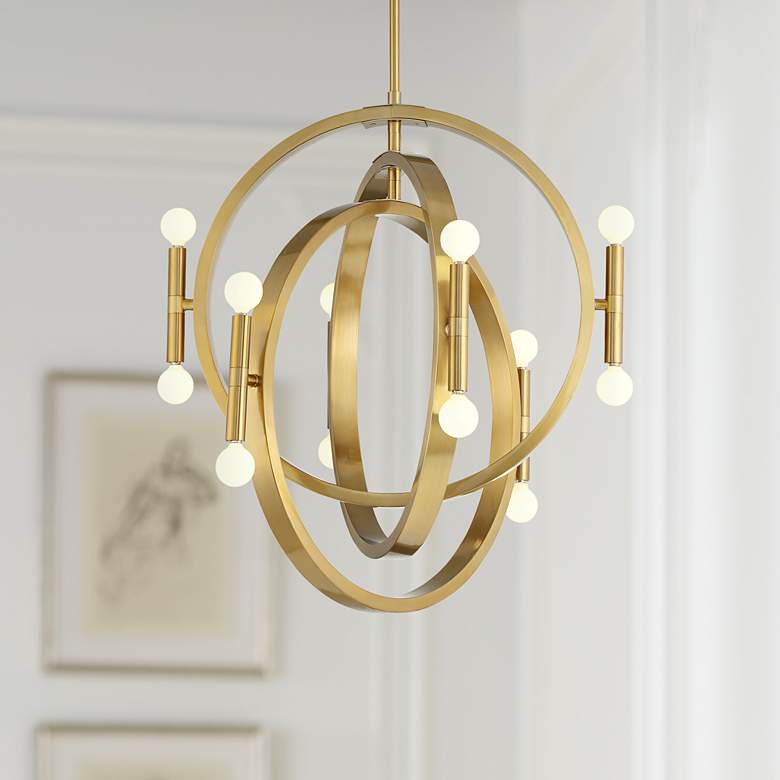 Image 1 Possini Euro Aura 25 1/4 inch Warm Gold 12-Light Modern Orb Chandelier