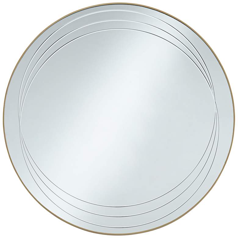 Image 2 Possini Euro Aurelia 32 inch Modern Iron Gold Round Wall Mirror