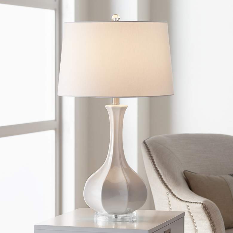 Image 1 Possini Euro Aurion 27 3/4" Fluted Gourd Ceramic Table Lamp