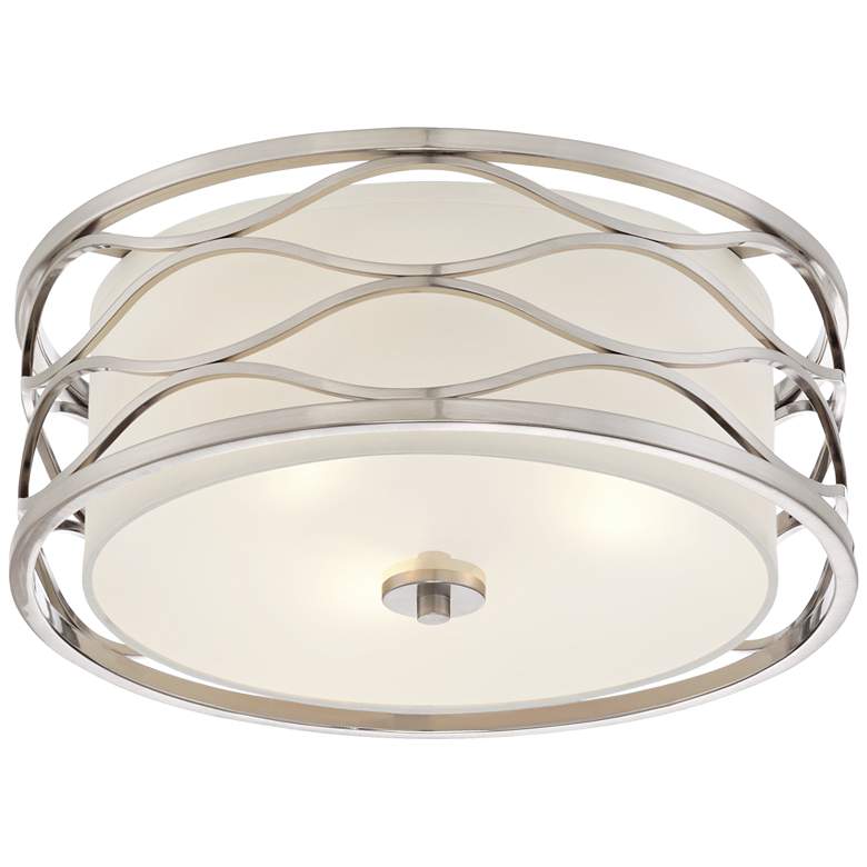 Image 2 Possini Euro Austen 16 inch Wide Brushed Nickel Modern Ceiling Light