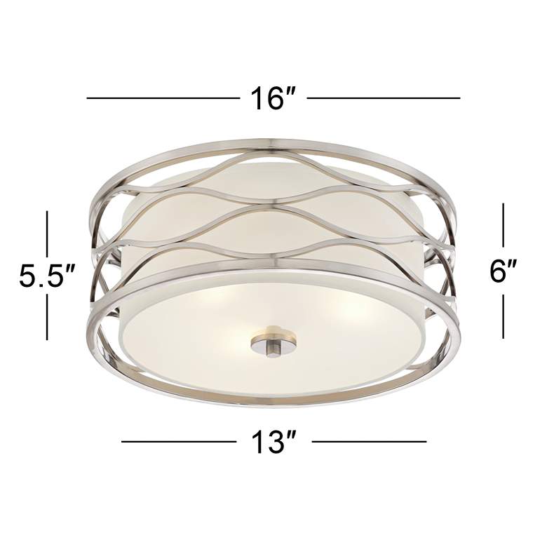 Image 6 Possini Euro Austen 16 inch Wide Brushed Nickel Modern Ceiling Light more views