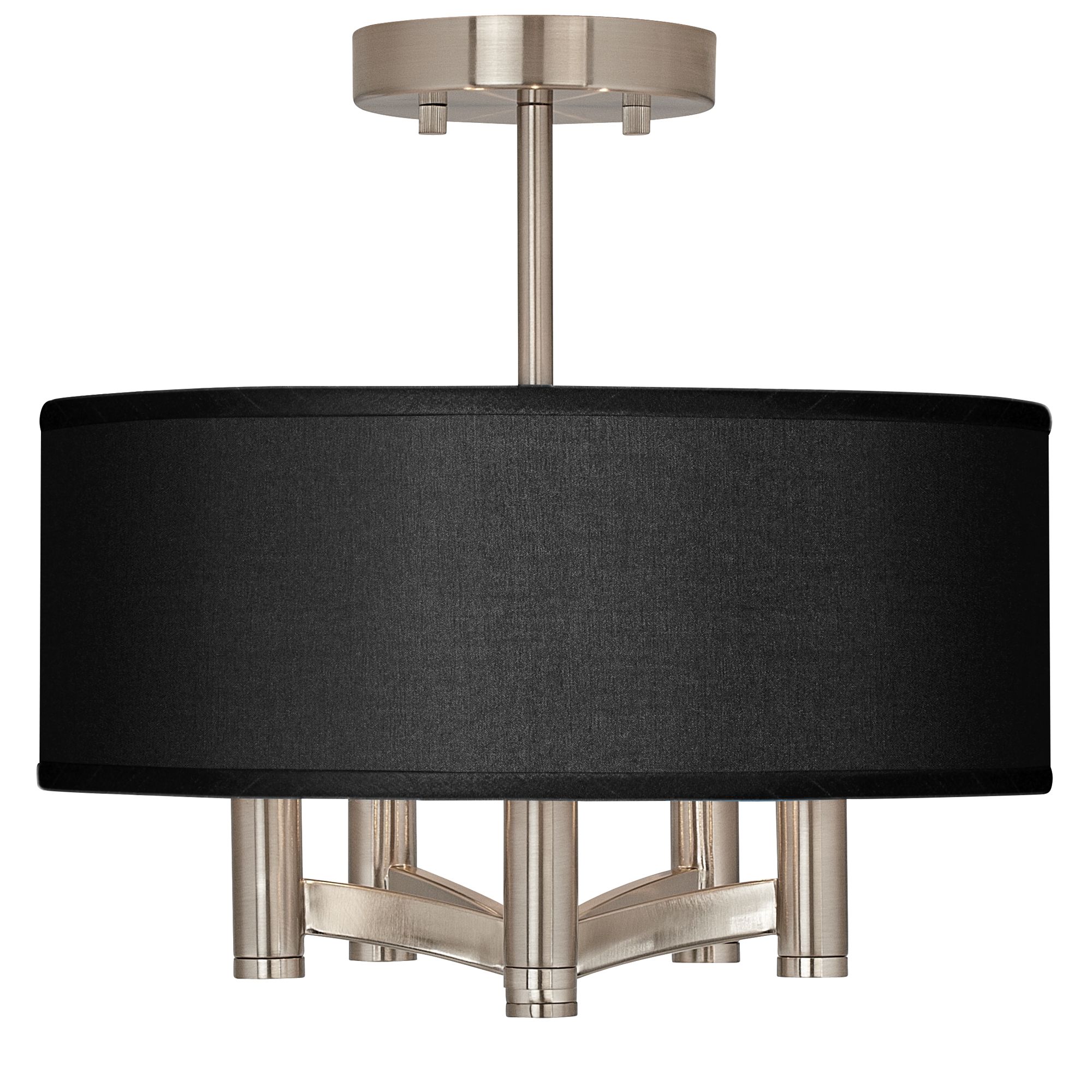 Image Possini Euro Ava 14" Faux Black Silk and Nickel Finish Ceiling Light