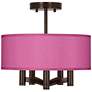 Possini Euro Ava 14" Pink Faux Silk 5-Light Bronze Ceiling Light