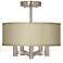 Possini Euro Ava 14" Sesame Faux Silk 5-Light Nickel Ceiling Light