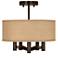 Possini Euro Ava 14" Wide 5-Light Bronze Woven Burlap Ceiling Light