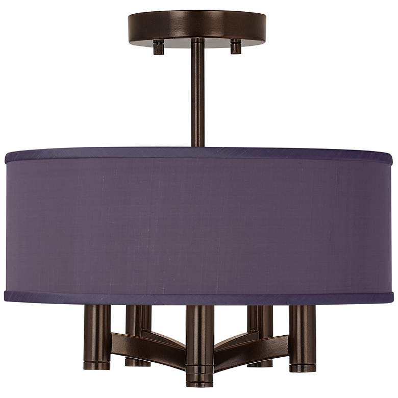 Image 1 Possini Euro Ava 14 inch Wide Eggplant Purple 5-Light Bronze Ceiling Light