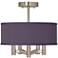 Possini Euro Ava 14" Wide Eggplant Purple 5-Light Nickel Ceiling Light