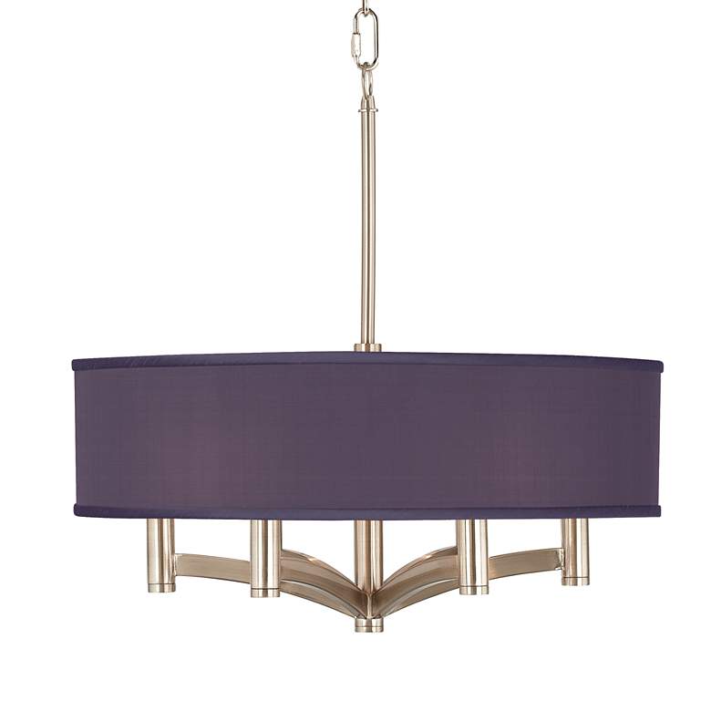 Image 1 Possini Euro Ava 20 inch Eggplant Purple 6-Light Nickel Pendant Chandelier