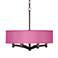 Possini Euro Ava 20" Faux Silk Pink Orchid 6-Light Pendant Chandelier