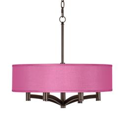 Possini Euro Ava 20&quot; Faux Silk Pink Orchid 6-Light Pendant Chandelier