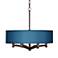 Possini Euro Ava 20" Wide Blue Faux Silk 6-Light Bronze Pendant