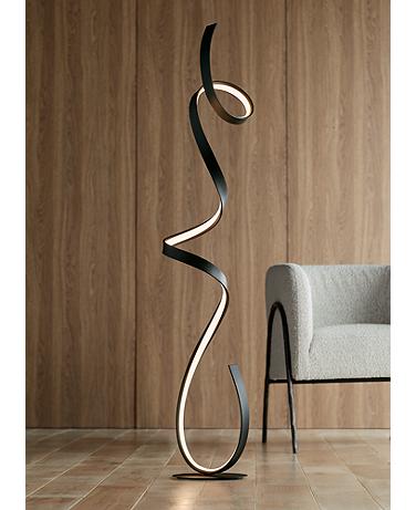 Possini Euro Avante 56 1/2" Modern Ribbon LED Floor Lamp Black