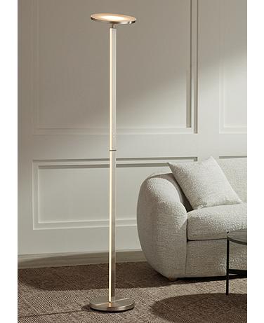 Possini Euro Aventura 71 1/2" High Satin Nickel LED Torch Floor Lamp