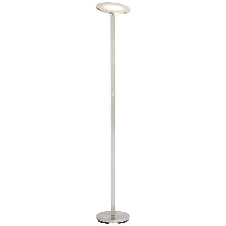 Image 7 Possini Euro Aventura Adjustable Satin Nickel LED Torch Floor Lamp more views
