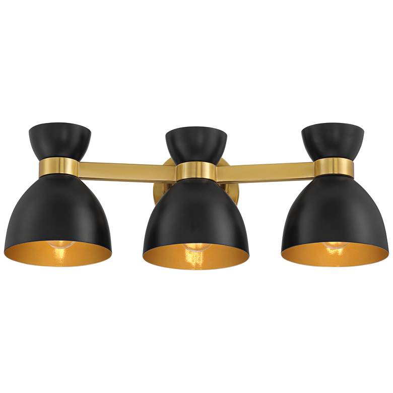 Image 2 Possini Euro Axford 20" Wide Black and Gold 3-Light Bath Light