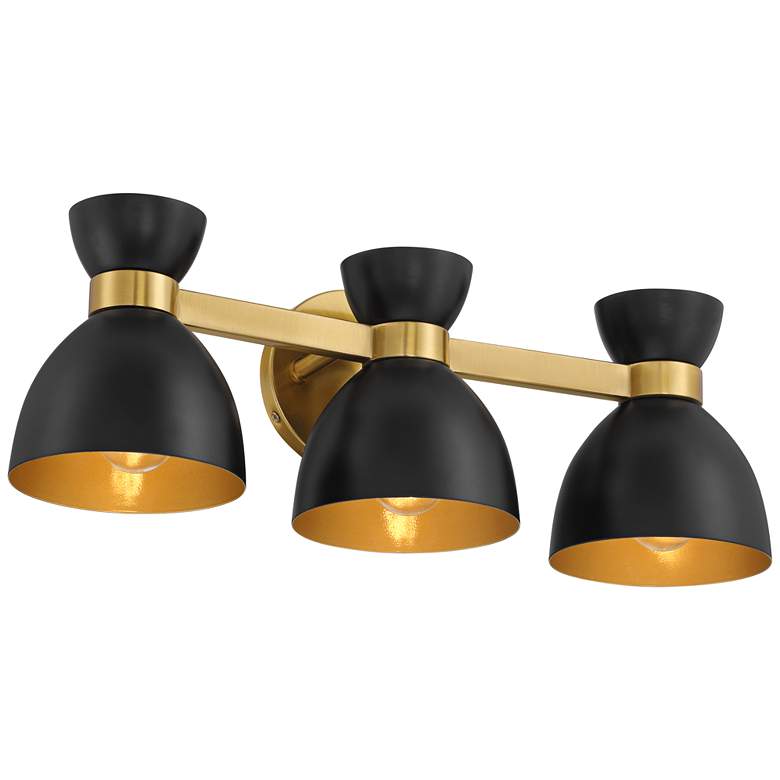 Image 7 Possini Euro Axford 20" Wide Black and Gold 3-Light Bath Light more views