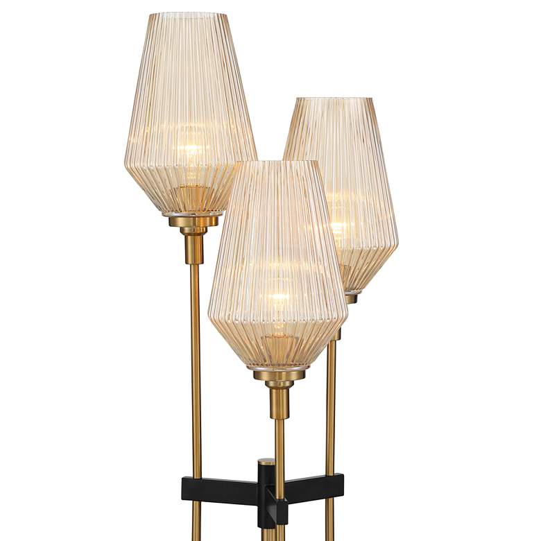 Image 3 Possini Euro Axiom 39 inch Brass and Glass 3-Light Modern Console Lamp more views