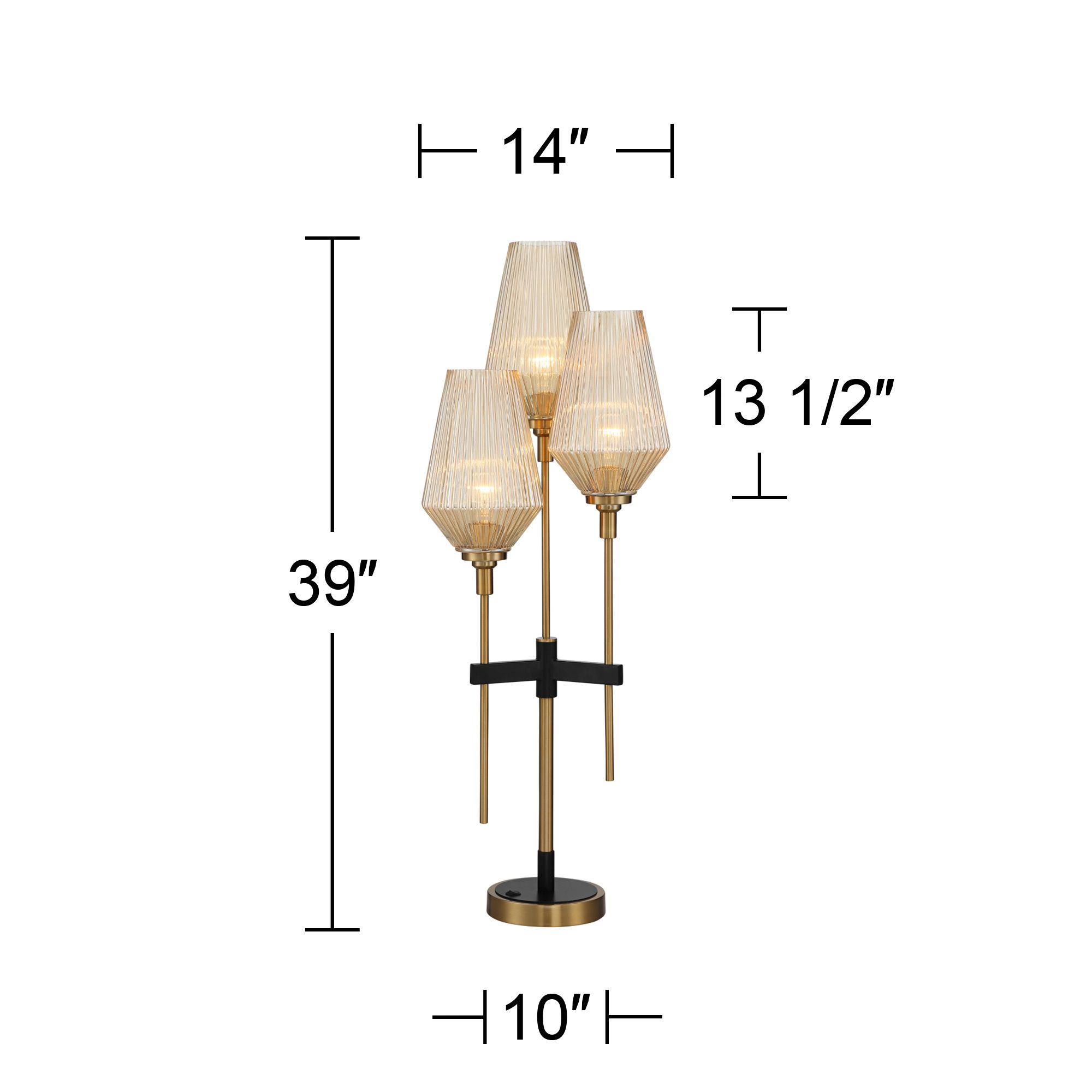 Possini Euro Axiom 39" Brass and Glass 3-Light Modern Console Lamp