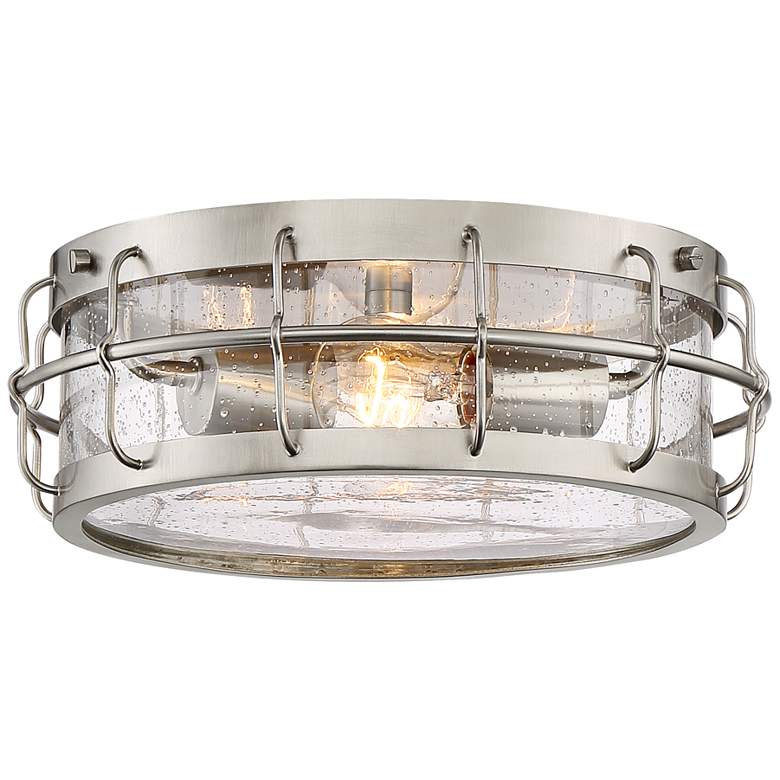 Image 4 Possini Euro Aya 13 1/4" Wide Satin Nickel Caged Metal Ceiling Light more views