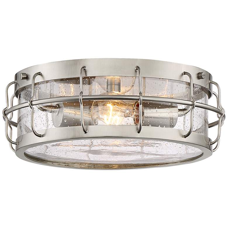 Image 4 Possini Euro Aya 13 1/4 inch Wide Satin Nickel Caged Metal Ceiling Light more views