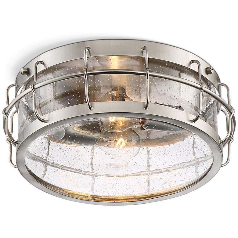 Image 6 Possini Euro Aya 13 1/4" Wide Satin Nickel Caged Metal Ceiling Light more views