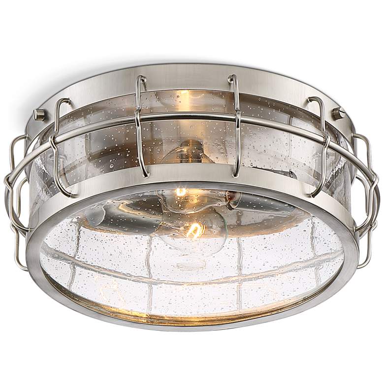 Image 6 Possini Euro Aya 13 1/4 inch Wide Satin Nickel Caged Metal Ceiling Light more views