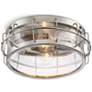 Possini Euro Aya 13 1/4" Wide Satin Nickel Caged Metal Ceiling Light