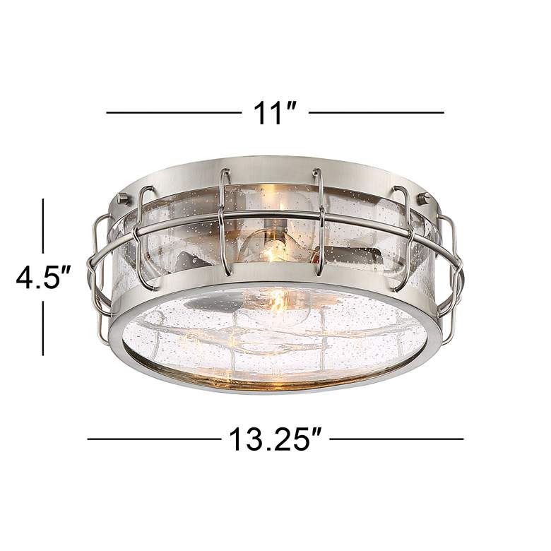 Image 7 Possini Euro Aya 13 1/4" Wide Satin Nickel Caged Metal Ceiling Light more views