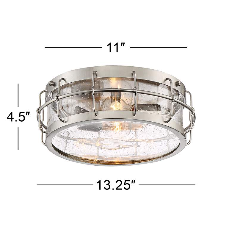 Image 7 Possini Euro Aya 13 1/4 inch Wide Satin Nickel Caged Metal Ceiling Light more views