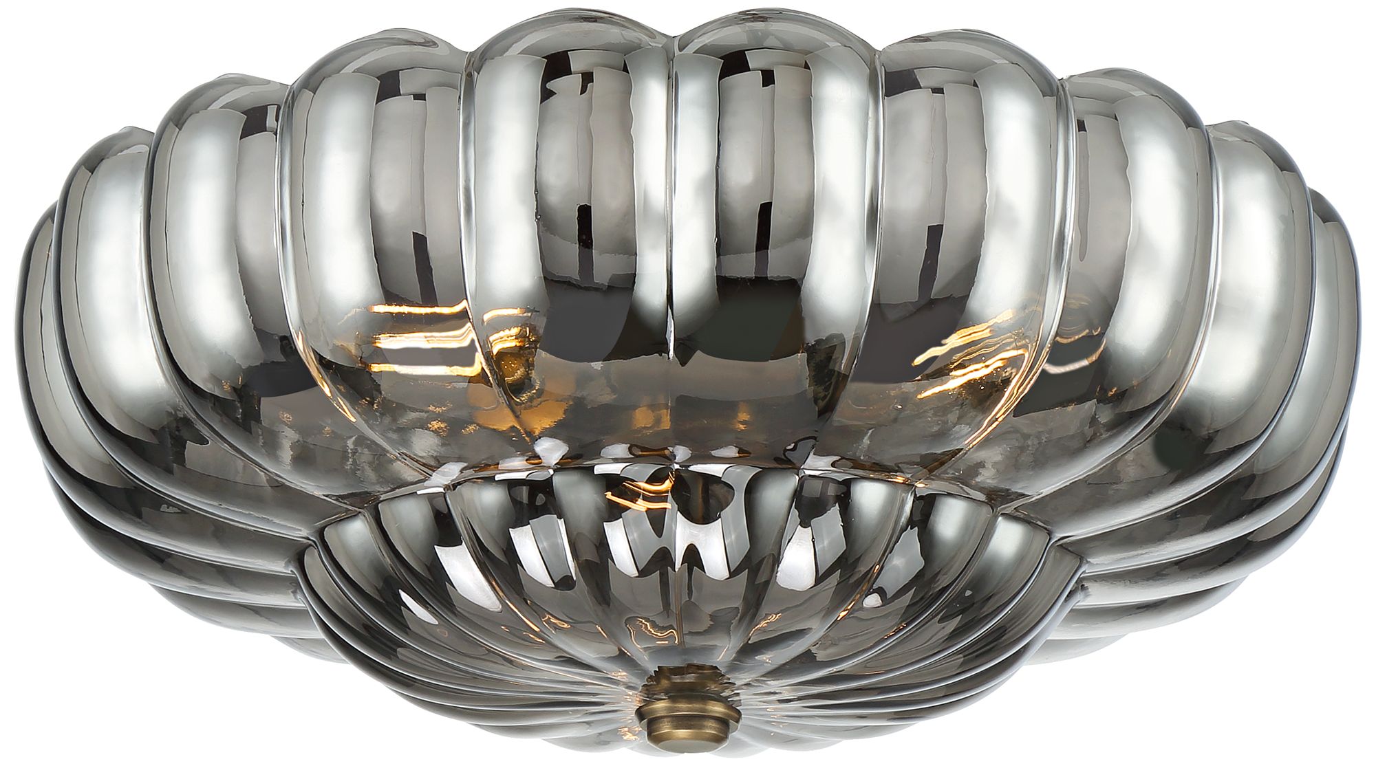 Image 2 Possini Euro Ayrah 16"W Aged Brass Smoke Glass Ceiling Light