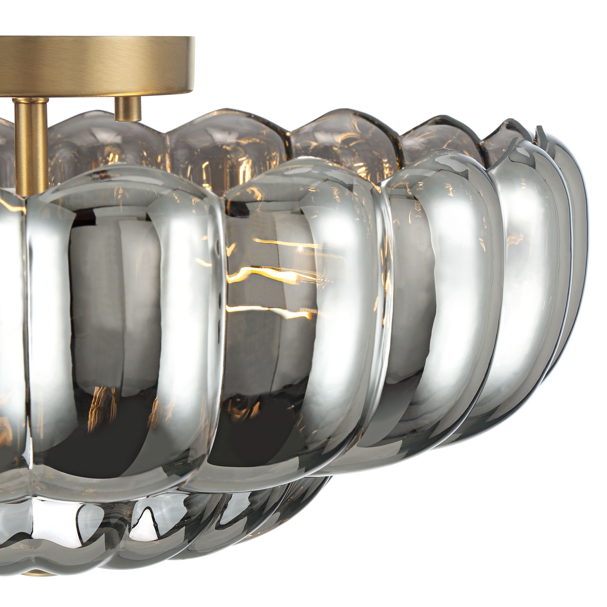 Image 3 Possini Euro Ayrah 16"W Aged Brass Smoke Glass Ceiling Light more views