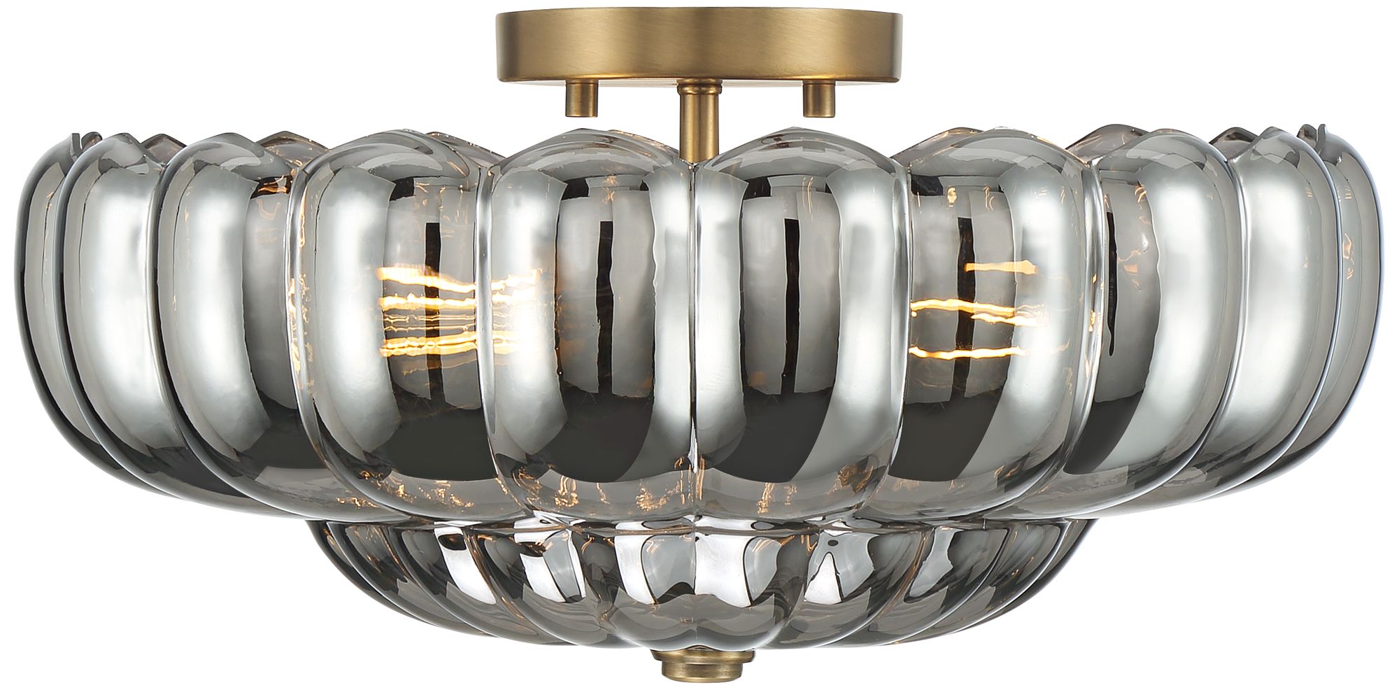 Image 5 Possini Euro Ayrah 16"W Aged Brass Smoke Glass Ceiling Light more views