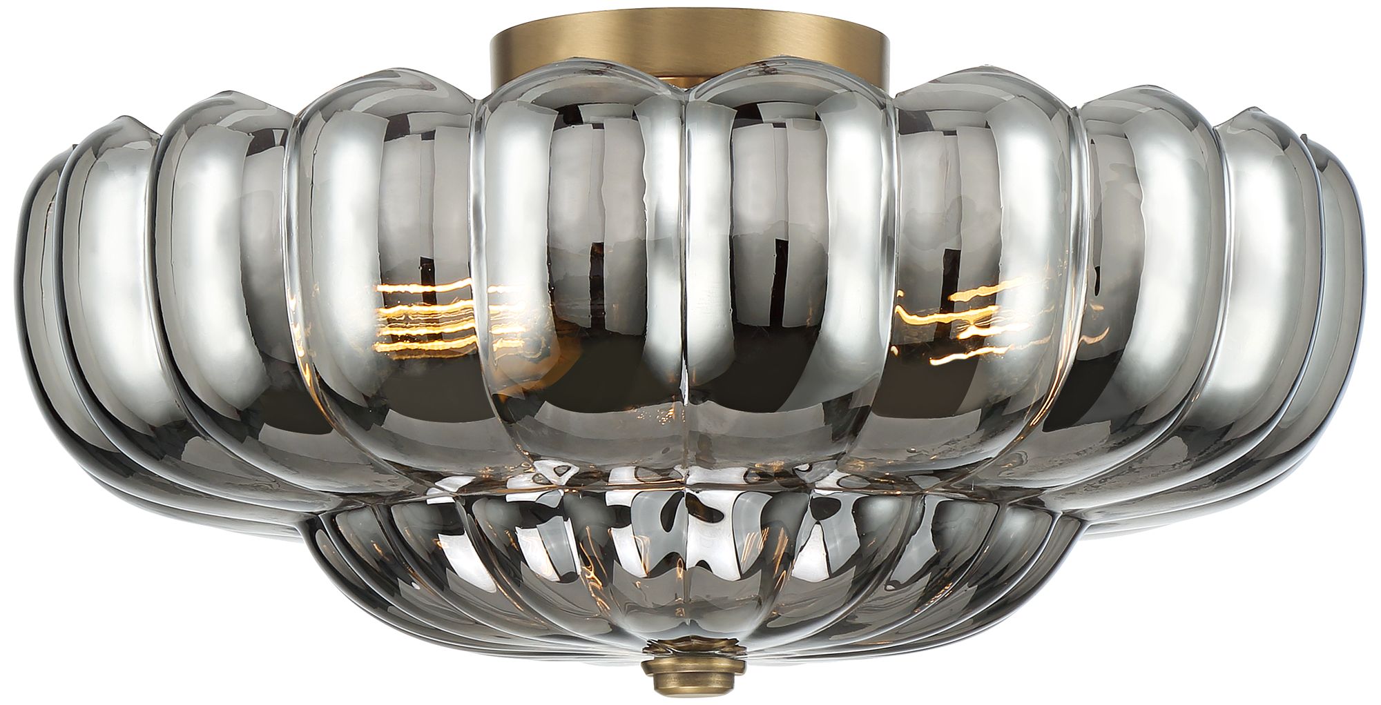 Image 6 Possini Euro Ayrah 16"W Aged Brass Smoke Glass Ceiling Light more views