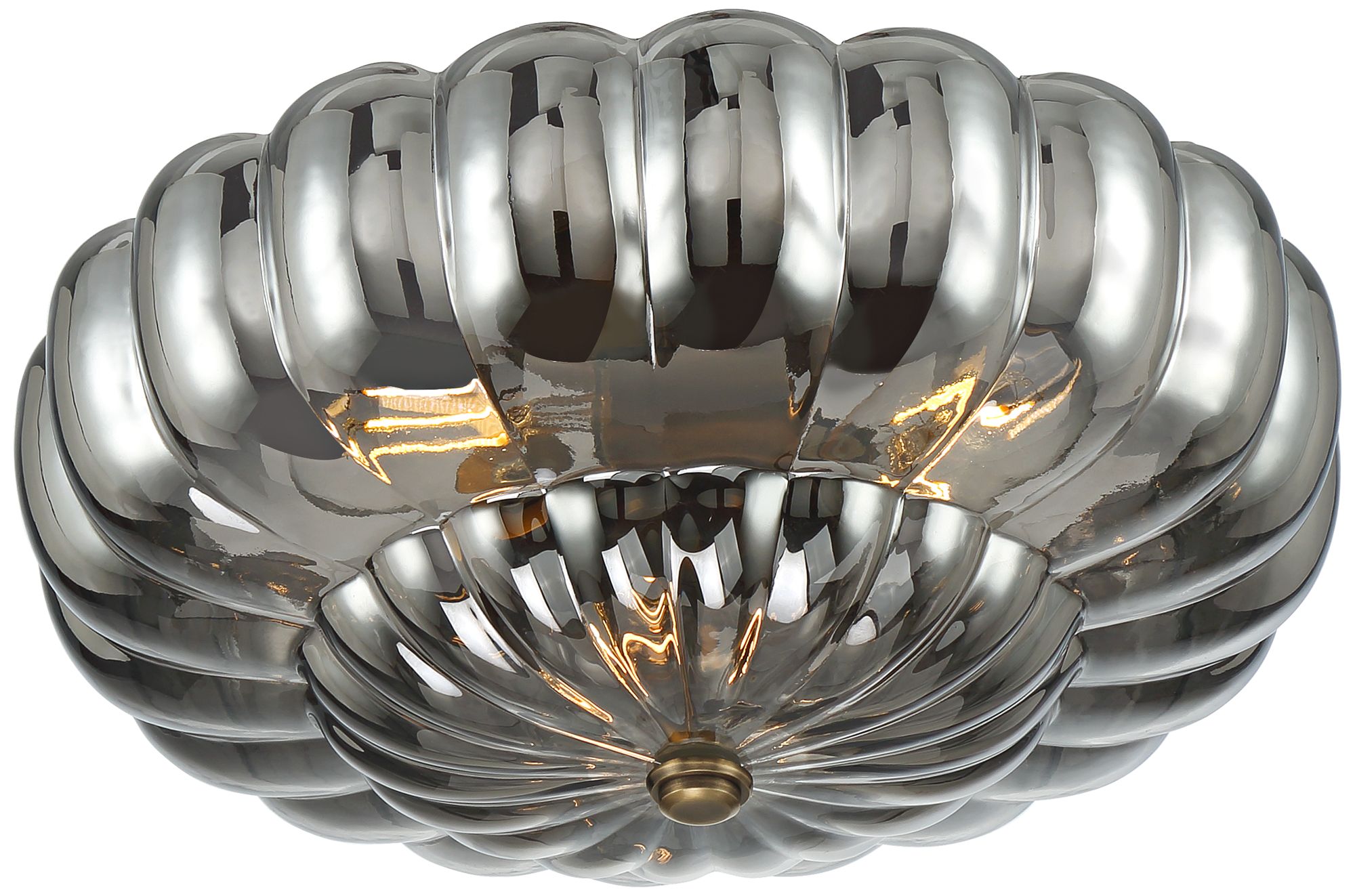 Image 7 Possini Euro Ayrah 16"W Aged Brass Smoke Glass Ceiling Light more views