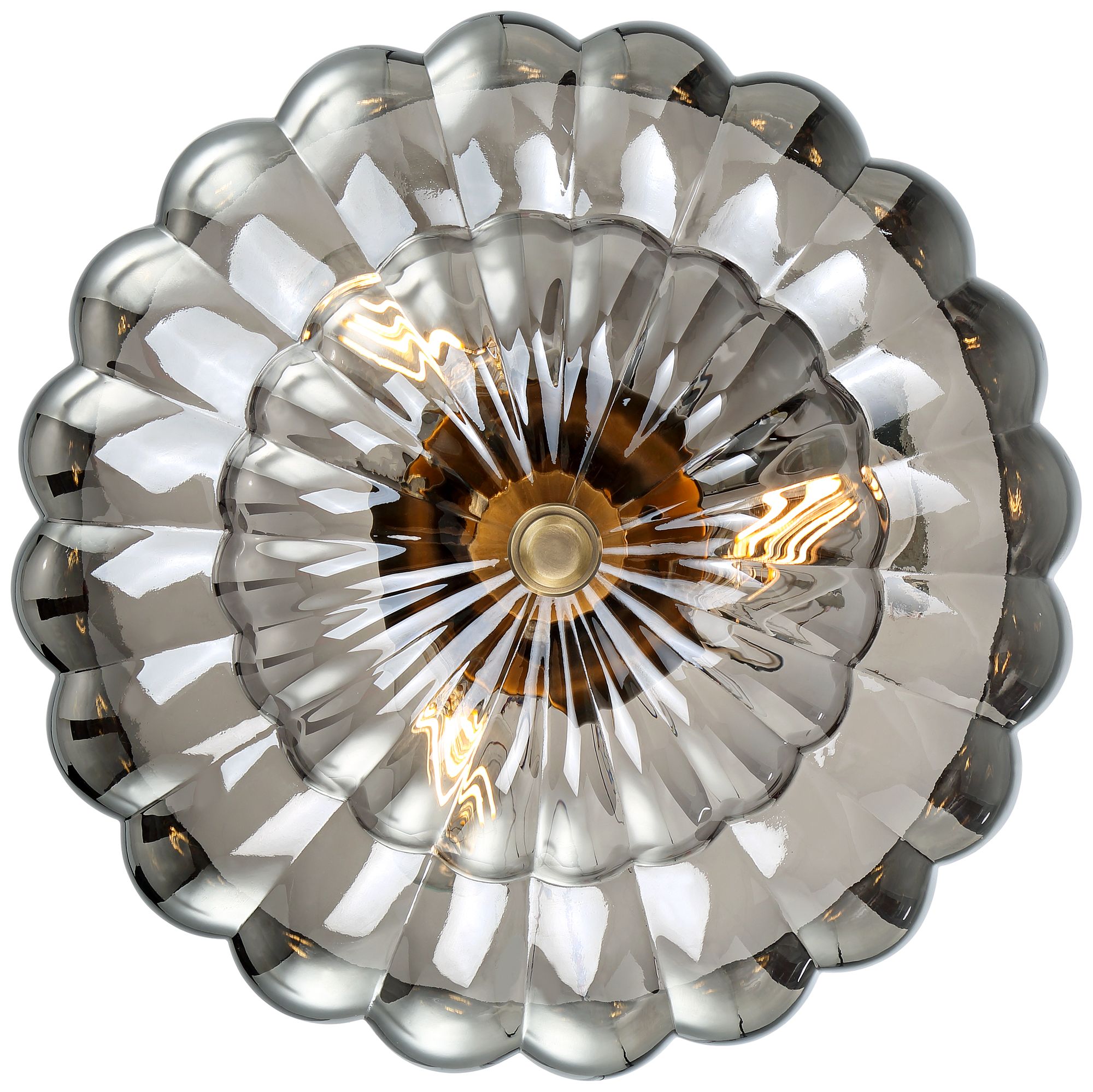 Possini Euro Ayrah 16"W Aged Brass Smoke Glass Ceiling Light