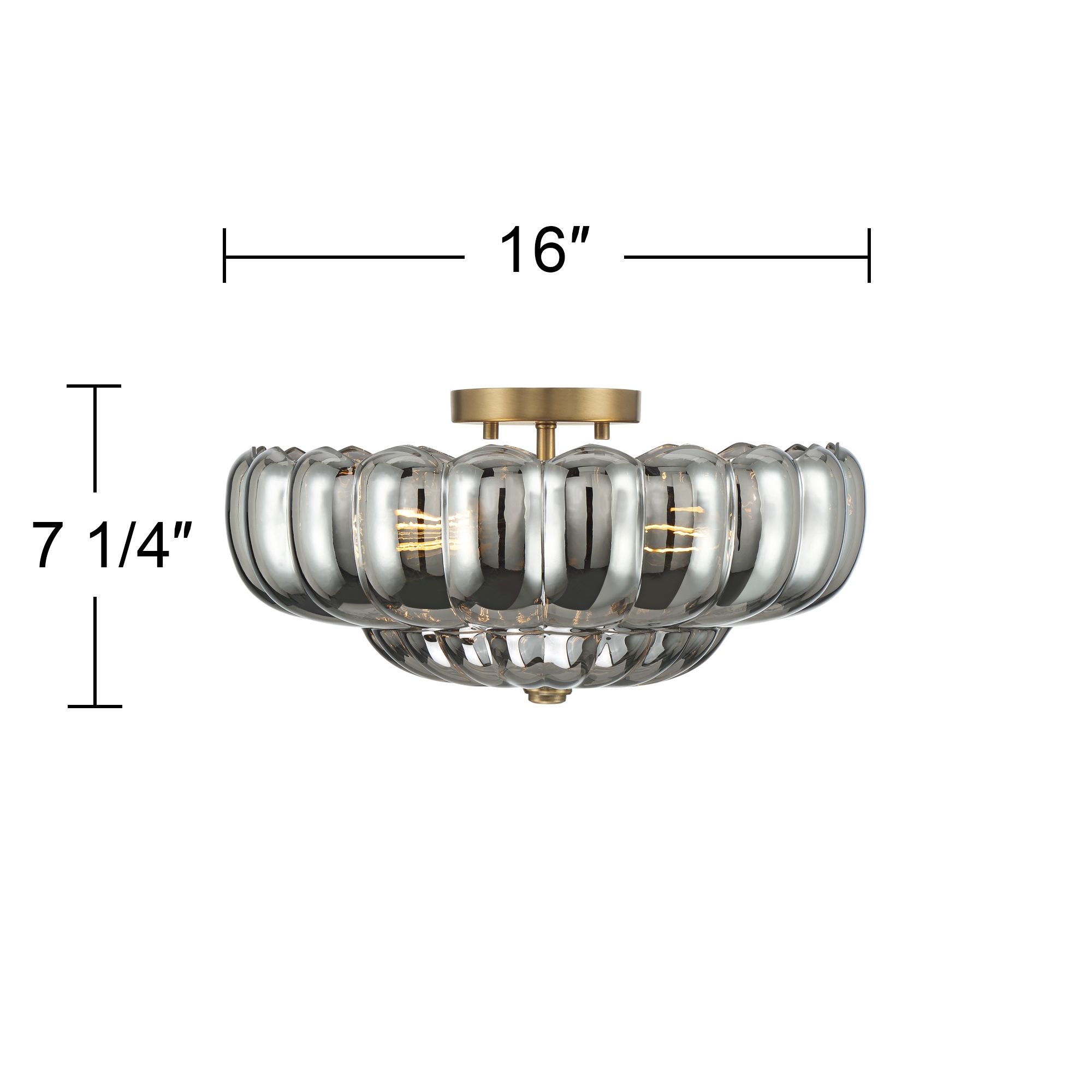 Possini Euro Ayrah 16"W Aged Brass Smoke Glass Ceiling Light