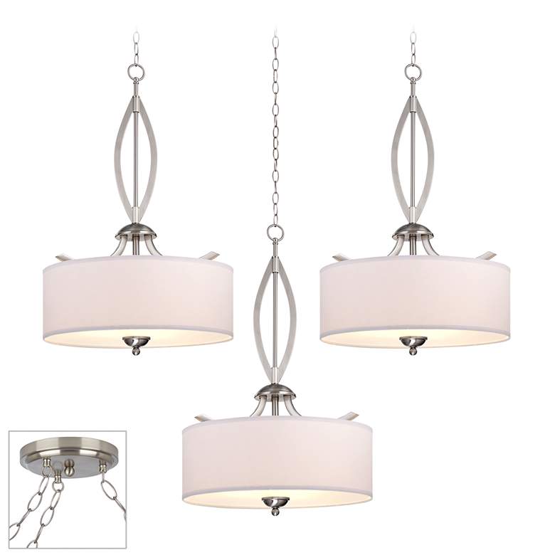 Image 1 Possini Euro Azle Brushed Nickel 3-Light Swag Chandelier