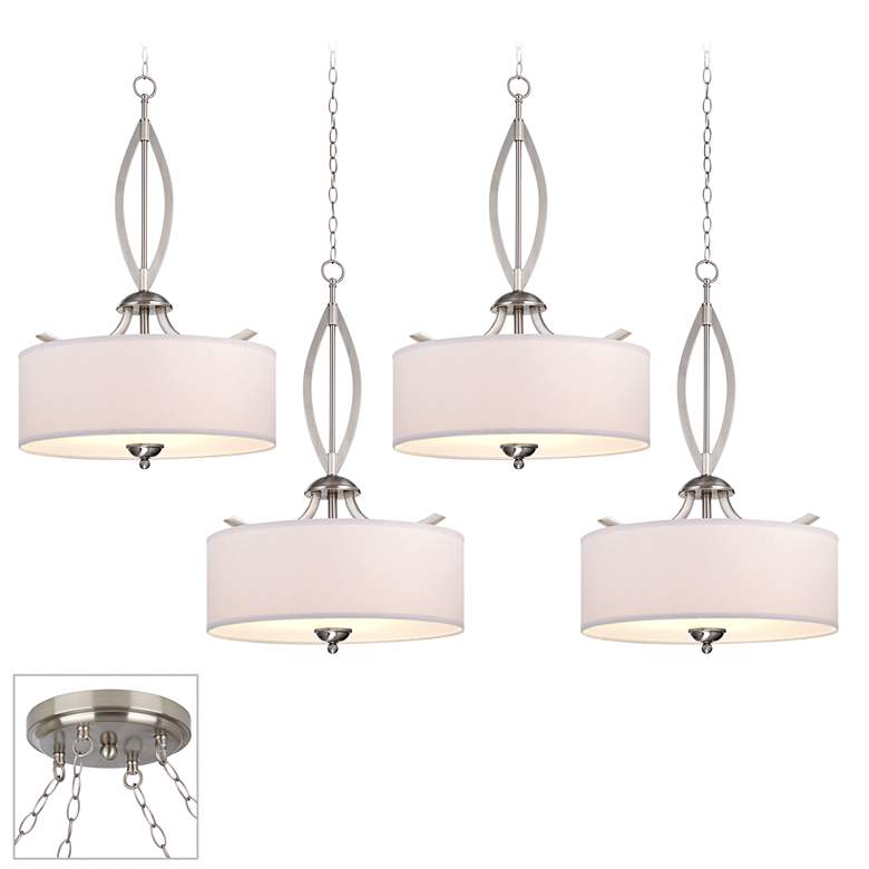 Image 1 Possini Euro Azle Brushed Nickel 4-Light Swag Chandelier