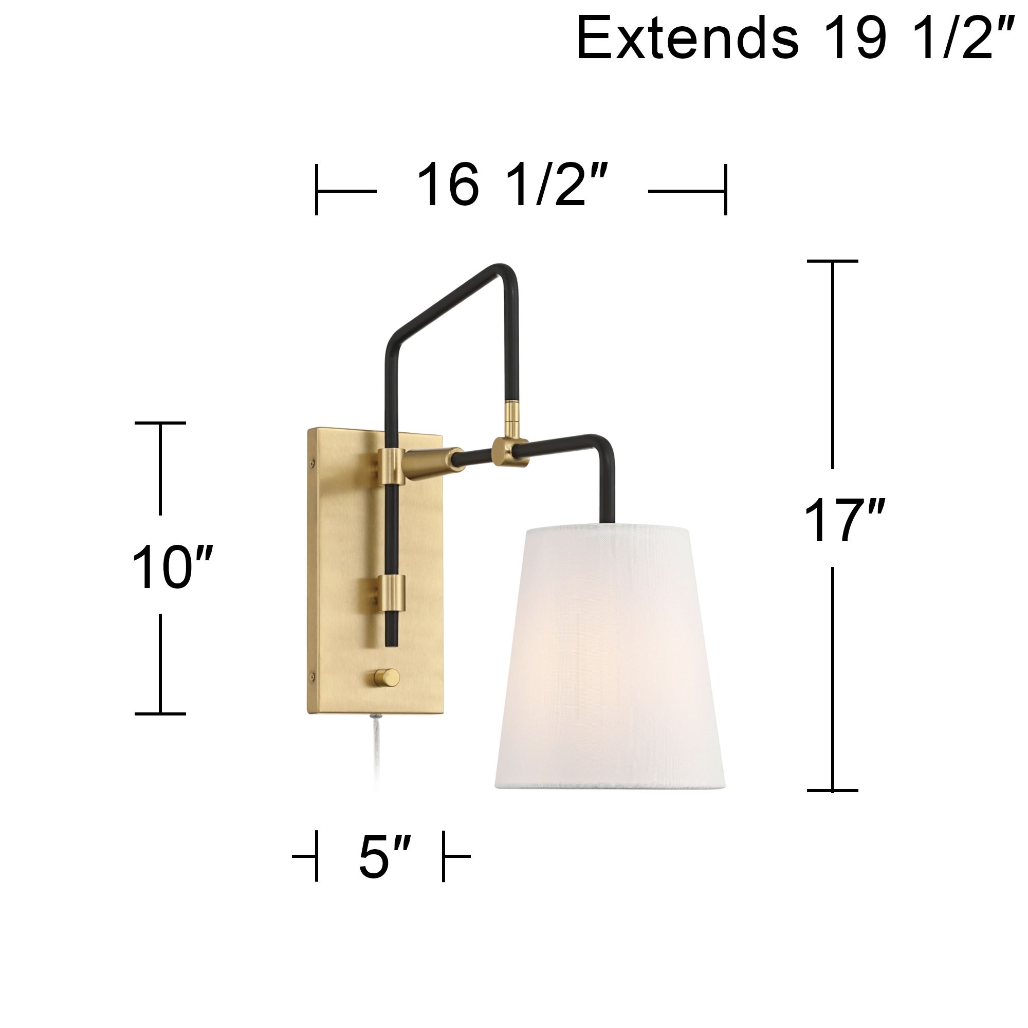 Possini Euro Azune 17"H Antique Brass Swing Arm Plug-In Wall Lamp