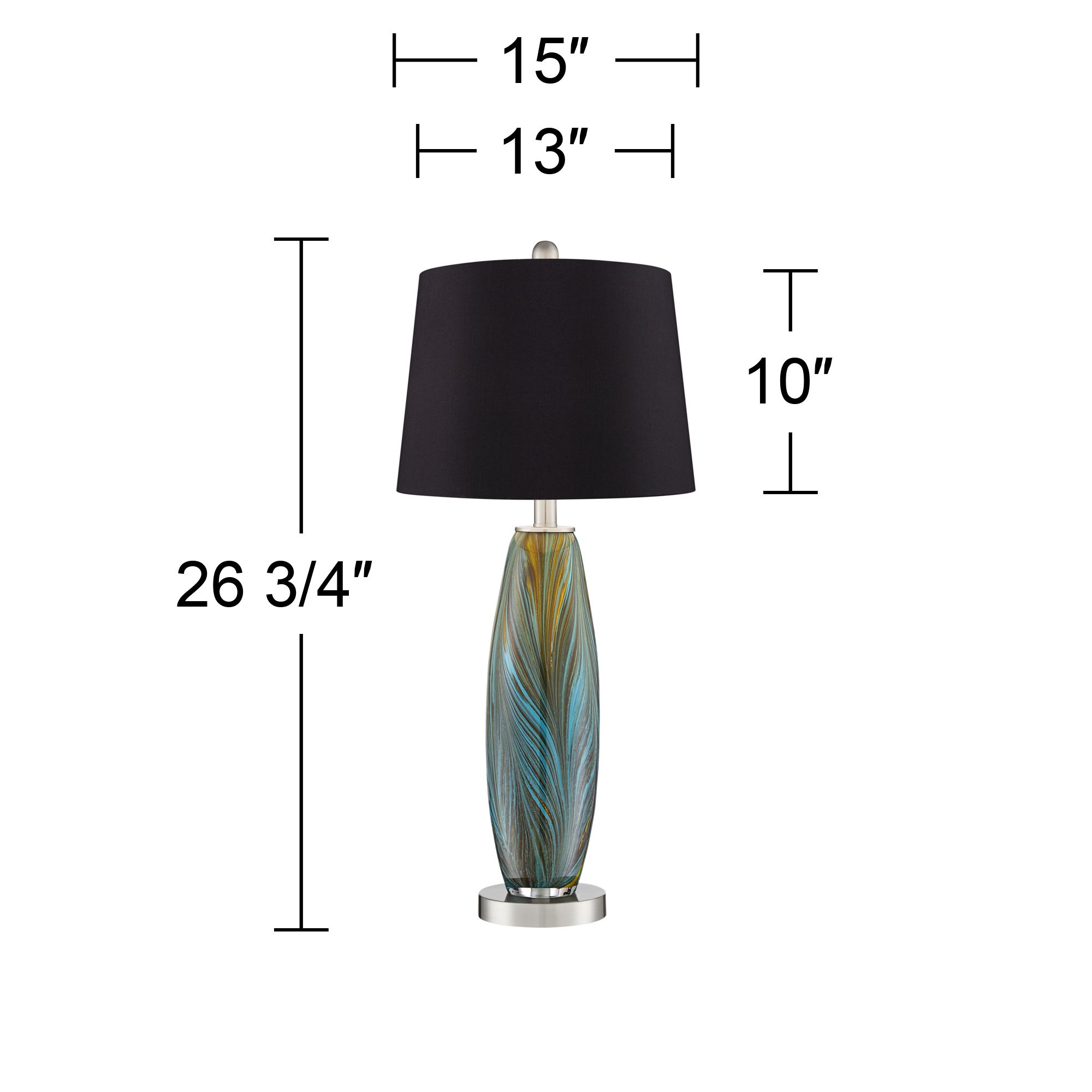 Image 7 Possini Euro Azure 26 3/4" Black Shade Art Glass Table Lamps Set of 2 more views