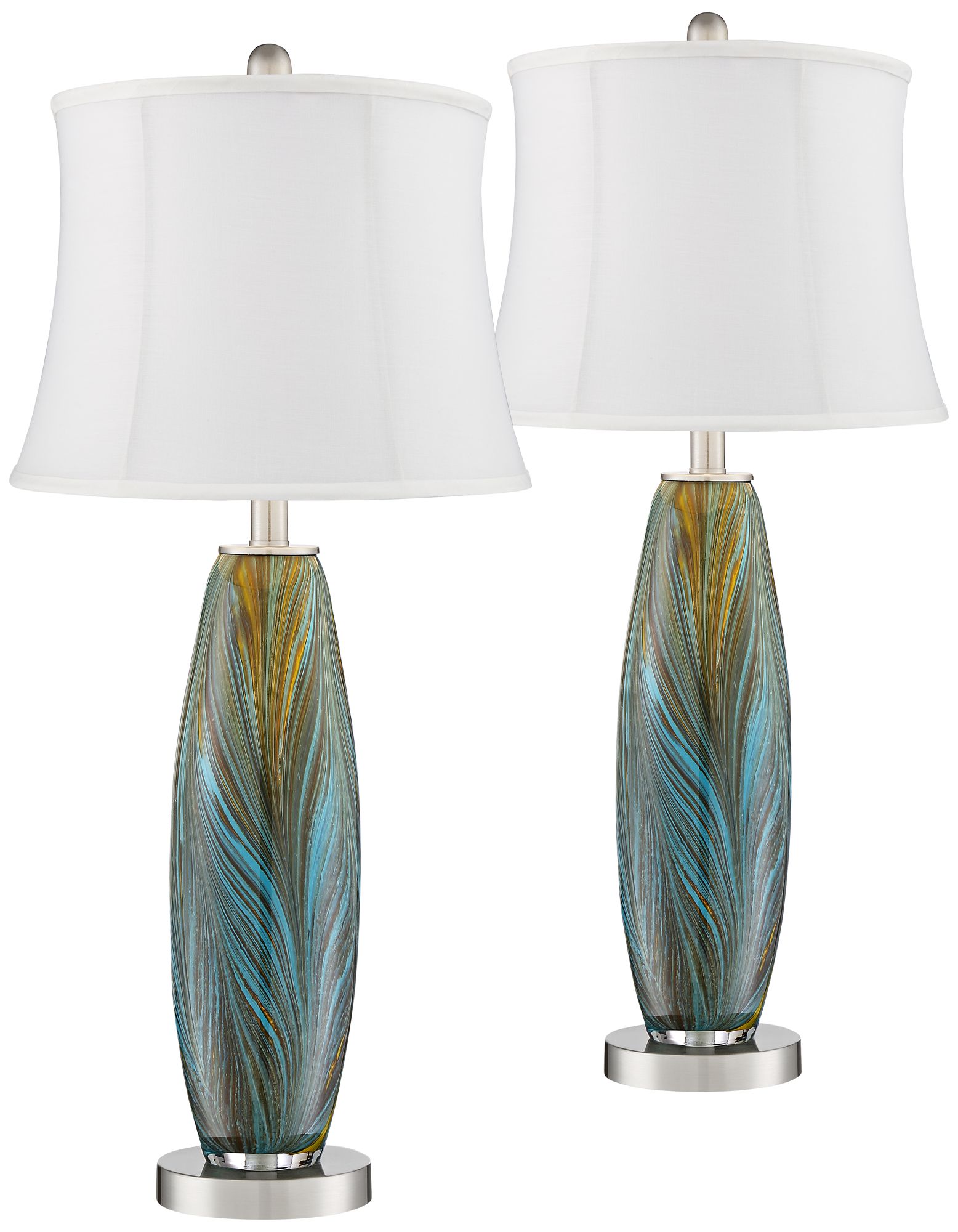 Possini Euro Azure 29 1/2" Art Glass White Shade Table Lamps Set of 2