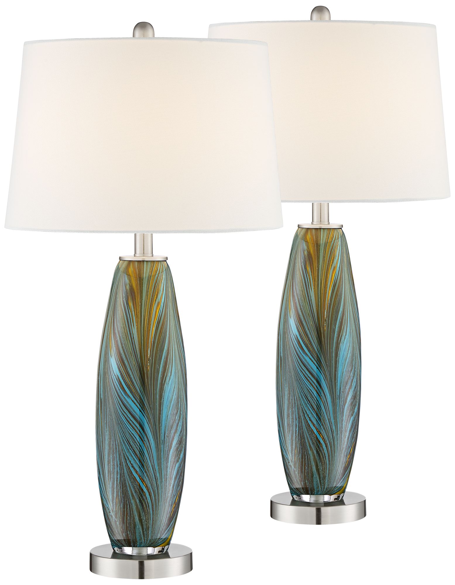 Image 2 Possini Euro Azure 29 1/2" Blue Art Glass Table Lamps Set of 2