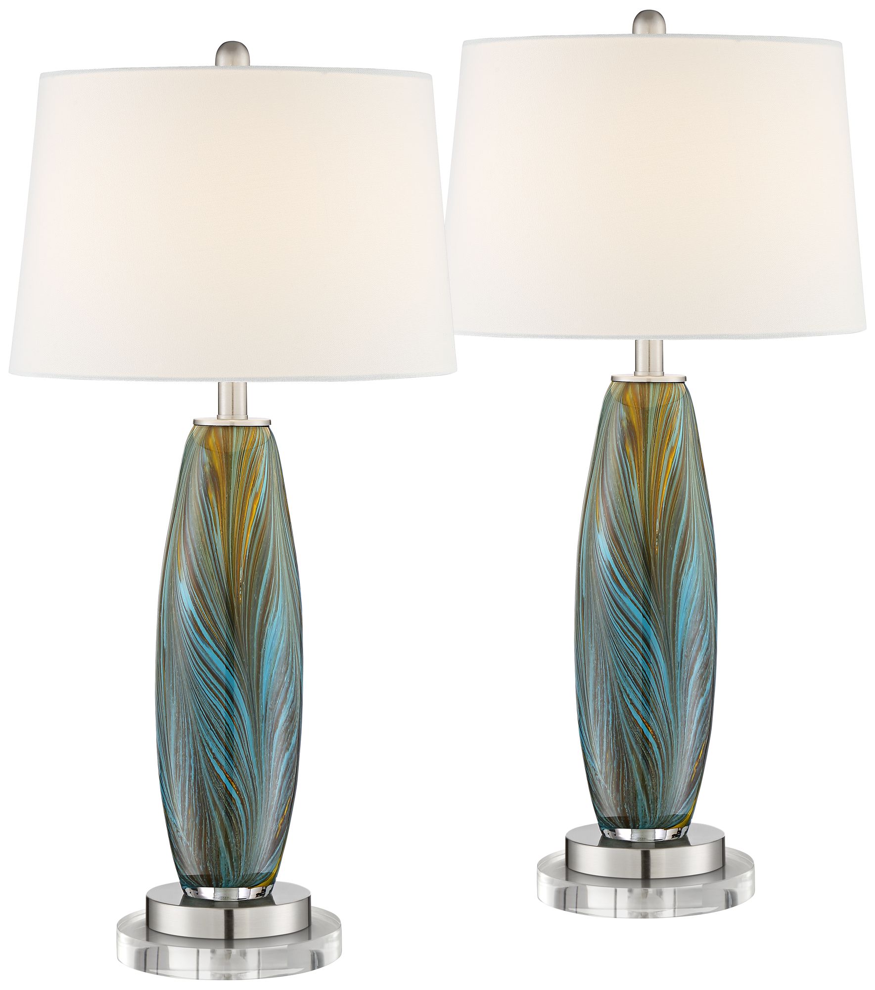 Possini Euro Azure 30 1/2" Art Glass Lamps with Round Acrylic Risers