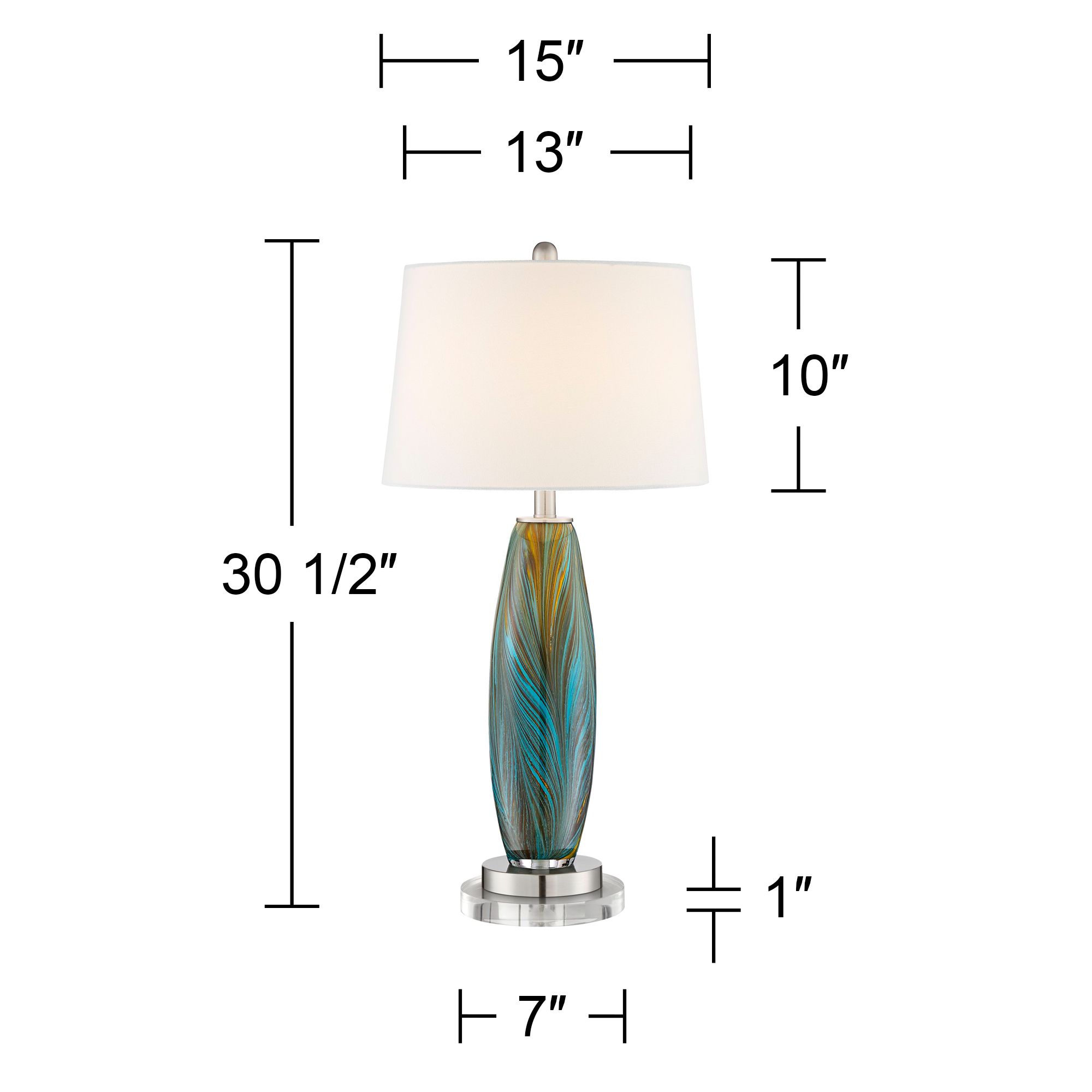 Image 5 Possini Euro Azure 30 1/2" Art Glass Lamps with Round Acrylic Risers more views