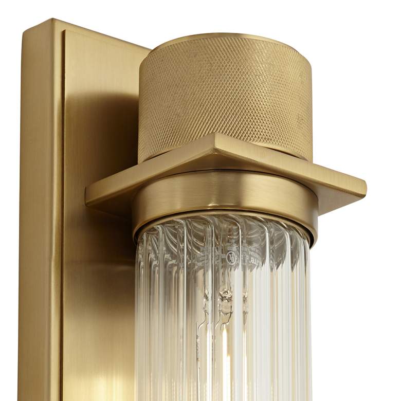 Image 4 Possini Euro Bailey 16"H Brass and Ribbed Glass Wall Sconce Set of 2 more views