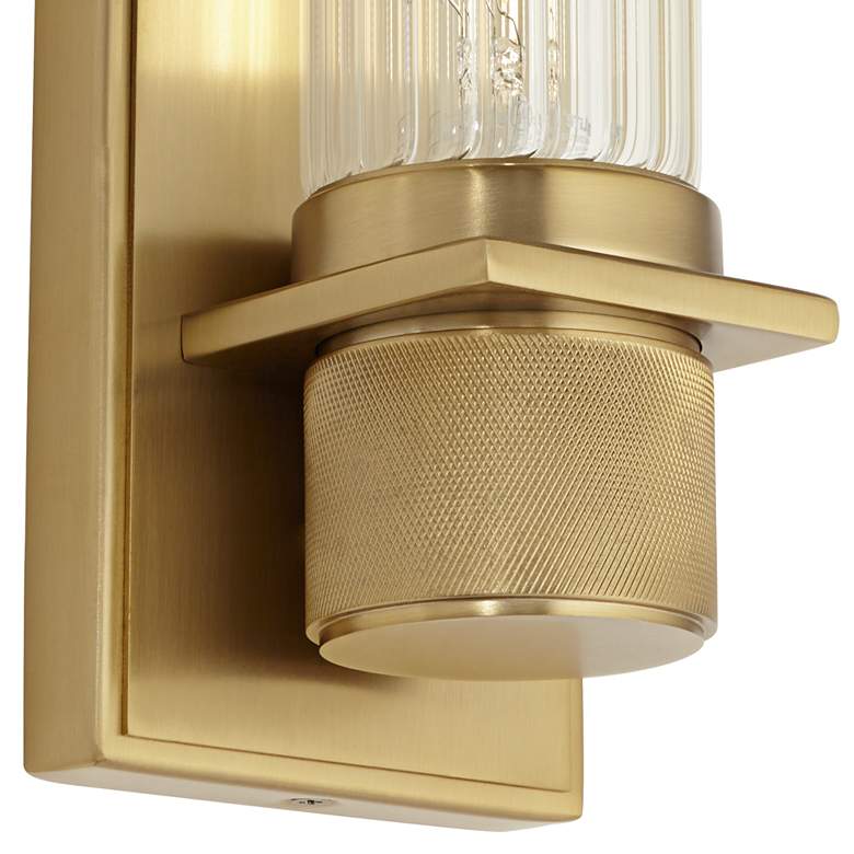 Image 6 Possini Euro Bailey 16"H Brass and Ribbed Glass Wall Sconce Set of 2 more views