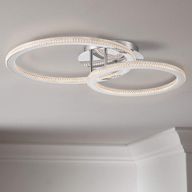 Image 1 Possini Euro Bainbridge 26 1/4" Wide Chrome LED Ring Ceiling Light