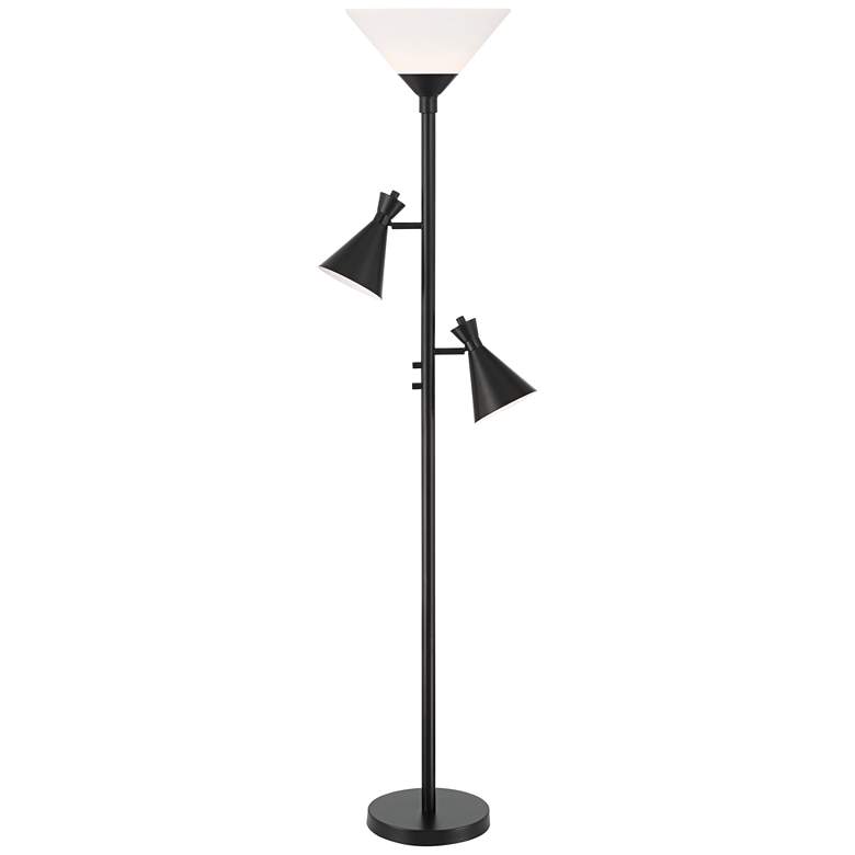 Image 2 Possini Euro Ballard 72" Black Torchiere Floor Lamp with Side Lights