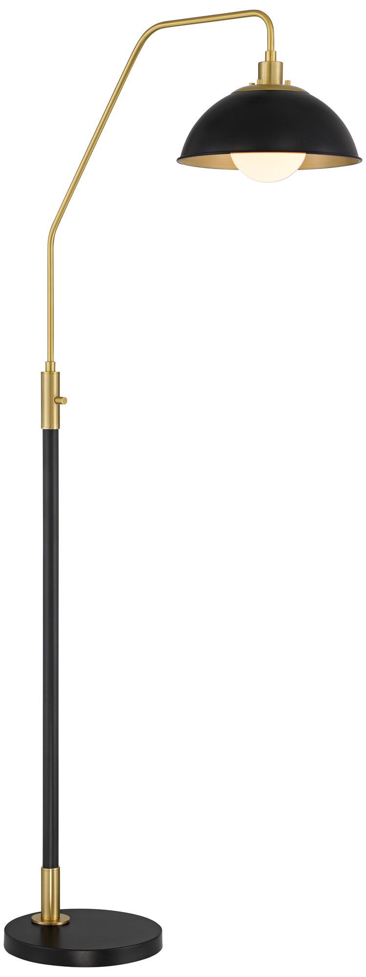 Watch A Video About the Possini Euro Baltar Dome Shade Brass and Black Arc Floor Lamp